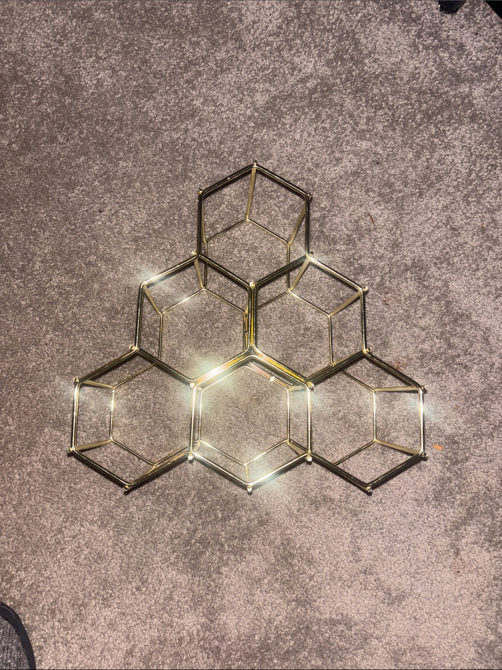 Gold Hexagonal Wall Shelf or wine rack